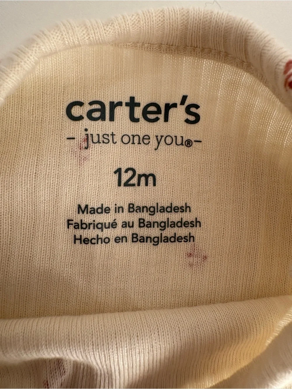 Carter's Cream Ribbed Pajama Set with Pink Dot Floral 12m
